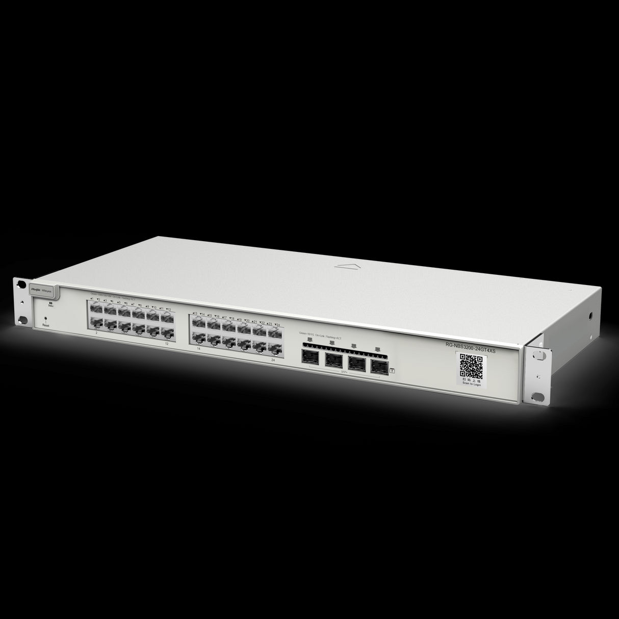 Reyee Switch Cloud Capa 2+  de 24 puertos RJ45 Gigabit y 4 puertos SFP+ de 10 Gbps enrackable