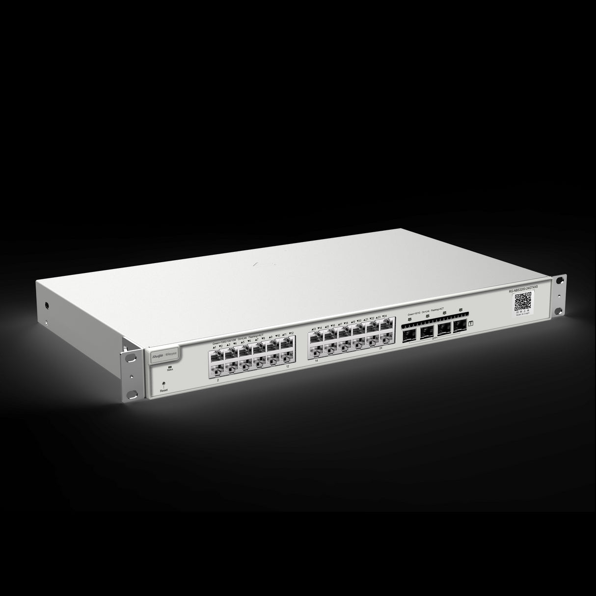 Reyee Switch Cloud Capa 2+  de 24 puertos RJ45 Gigabit y 4 puertos SFP+ de 10 Gbps enrackable