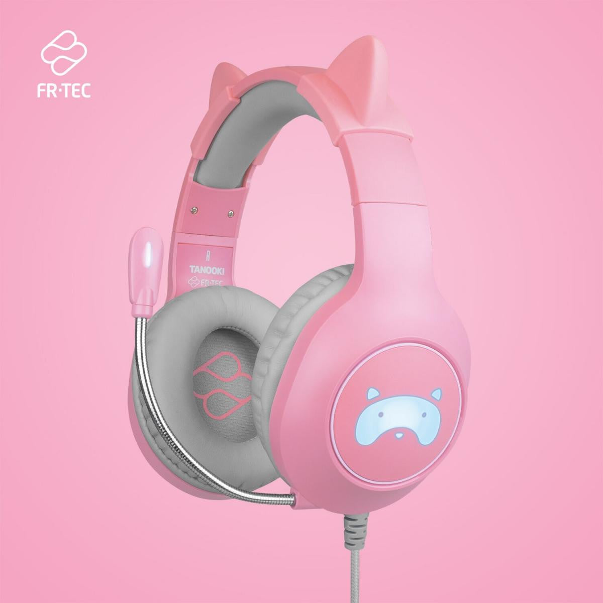 Auriculares Gaming Rosas TANOOKI Kawaii única para gamers o streamers de FR-TEC