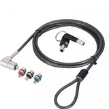 Cable de seguridad UNIVERSAL con cerradura con llave 3 en 1 de 1,8m de longitud.