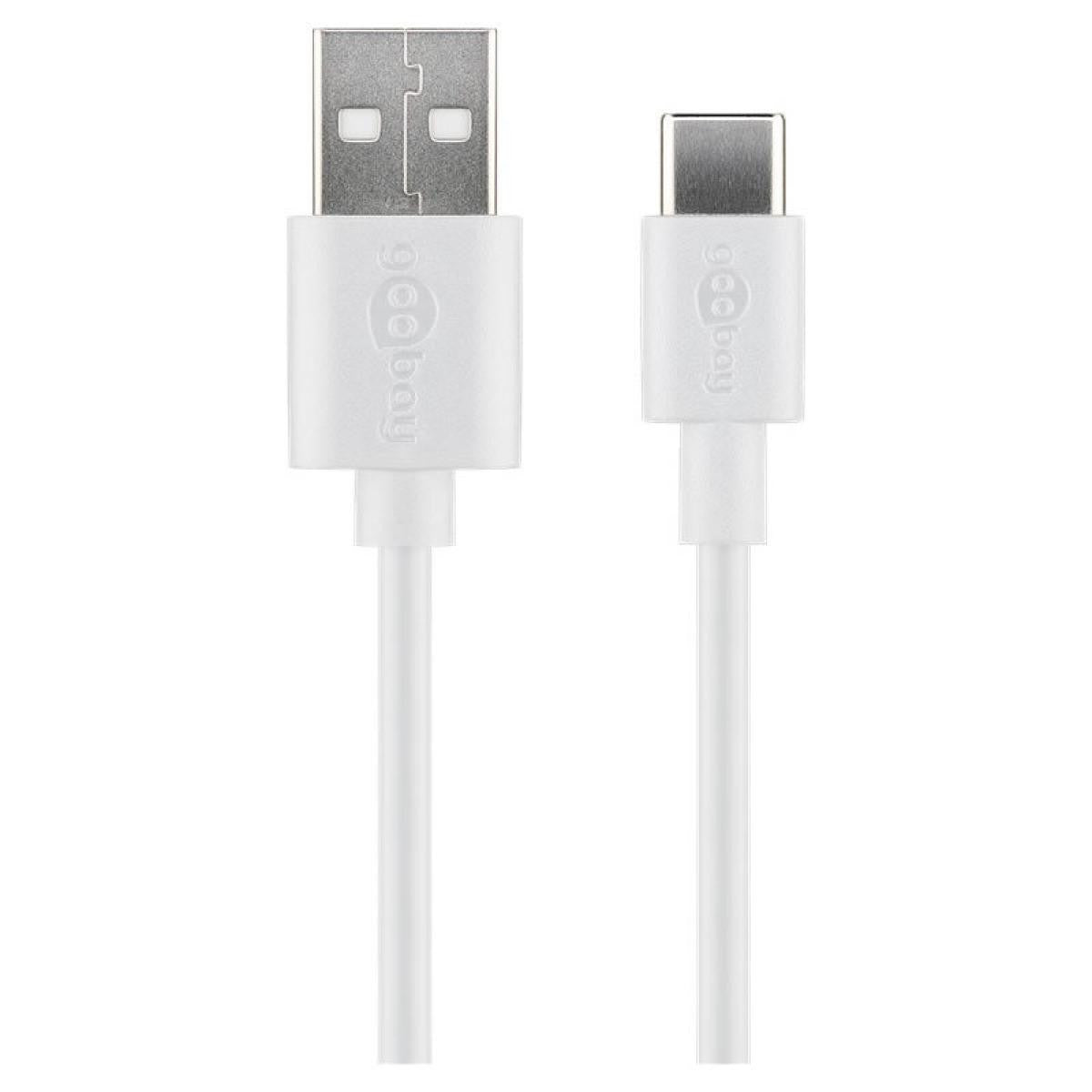 Cable de carga y sincronización USB-C a USB-A macho de 2m Blancos