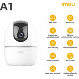 Cámara de movimiento IMOU A1 de resolución QHD 4MP,WiFi,360º con AI Detección Humano movimiento