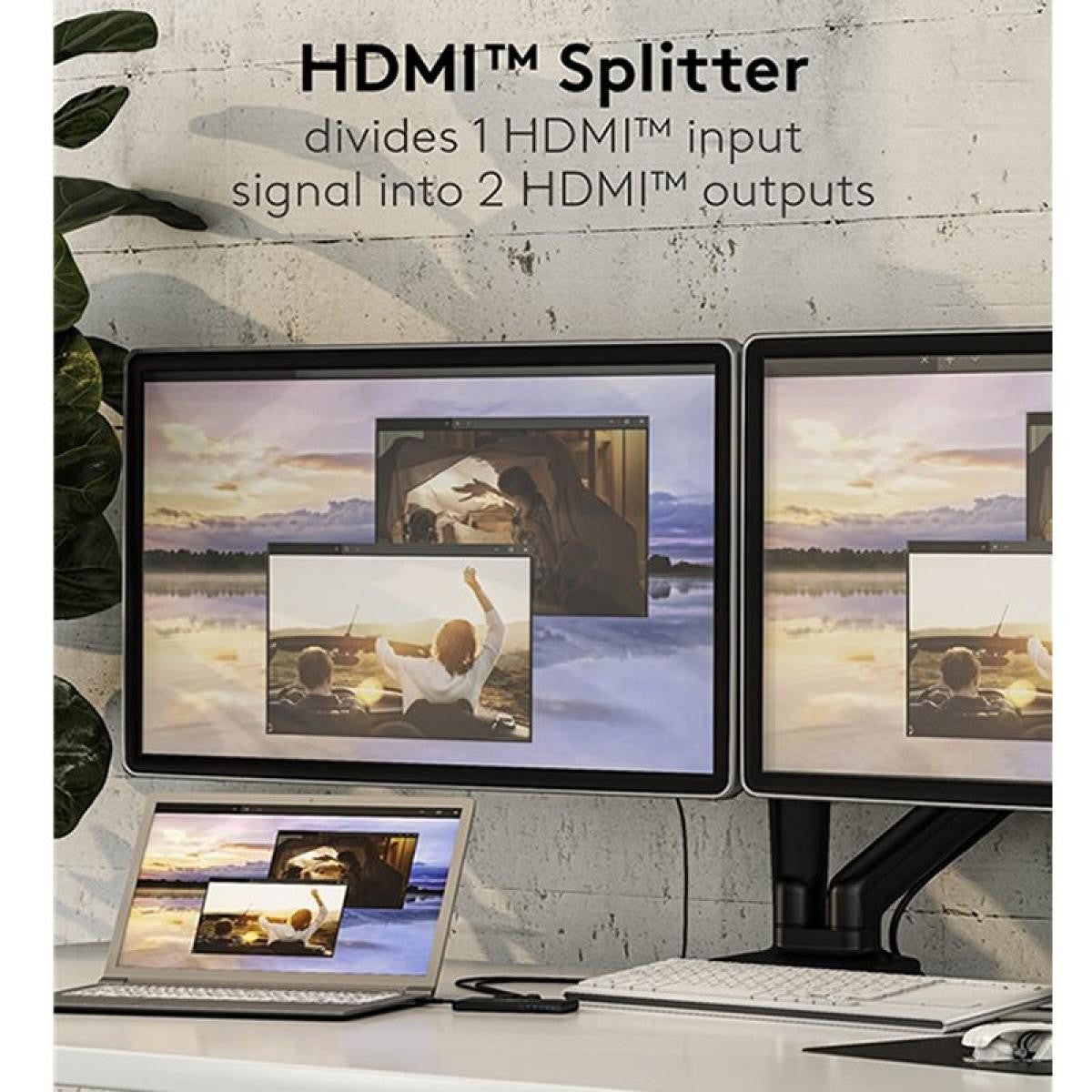 Splitter o Divisor HDMI™ 1 a 2 de resolución 4K 60 Hz, negro