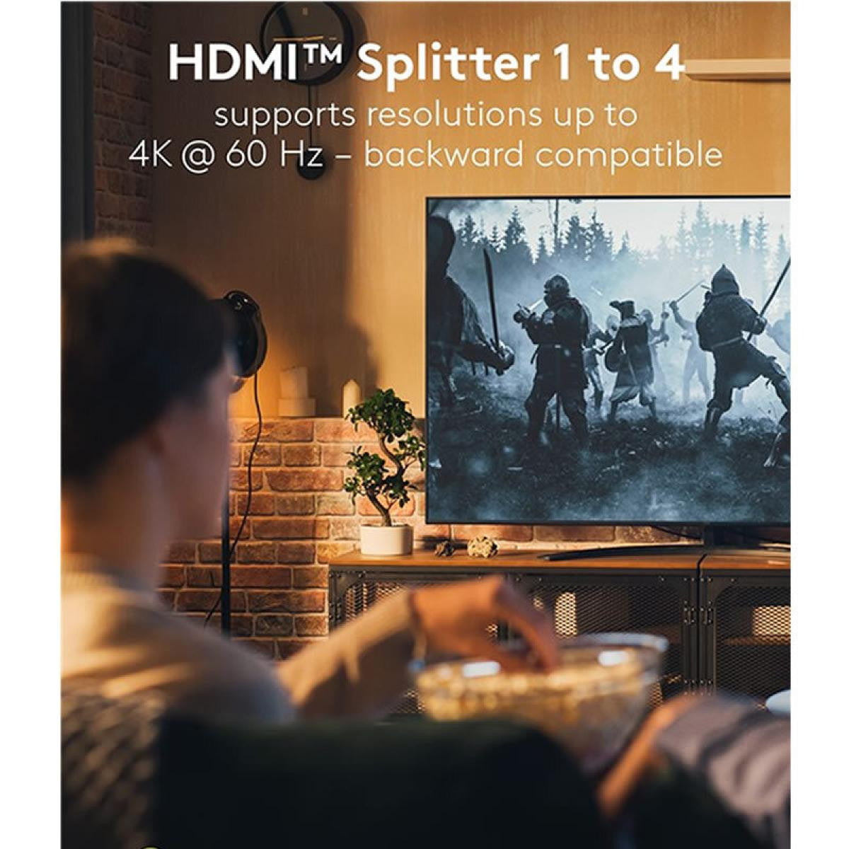 Splitter o Divisor HDMI™ 1 a 4 de resolución 4K 60 Hz, negro