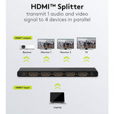 Splitter o Divisor HDMI™ 1 a 4 de resolución 4K 60 Hz, negro