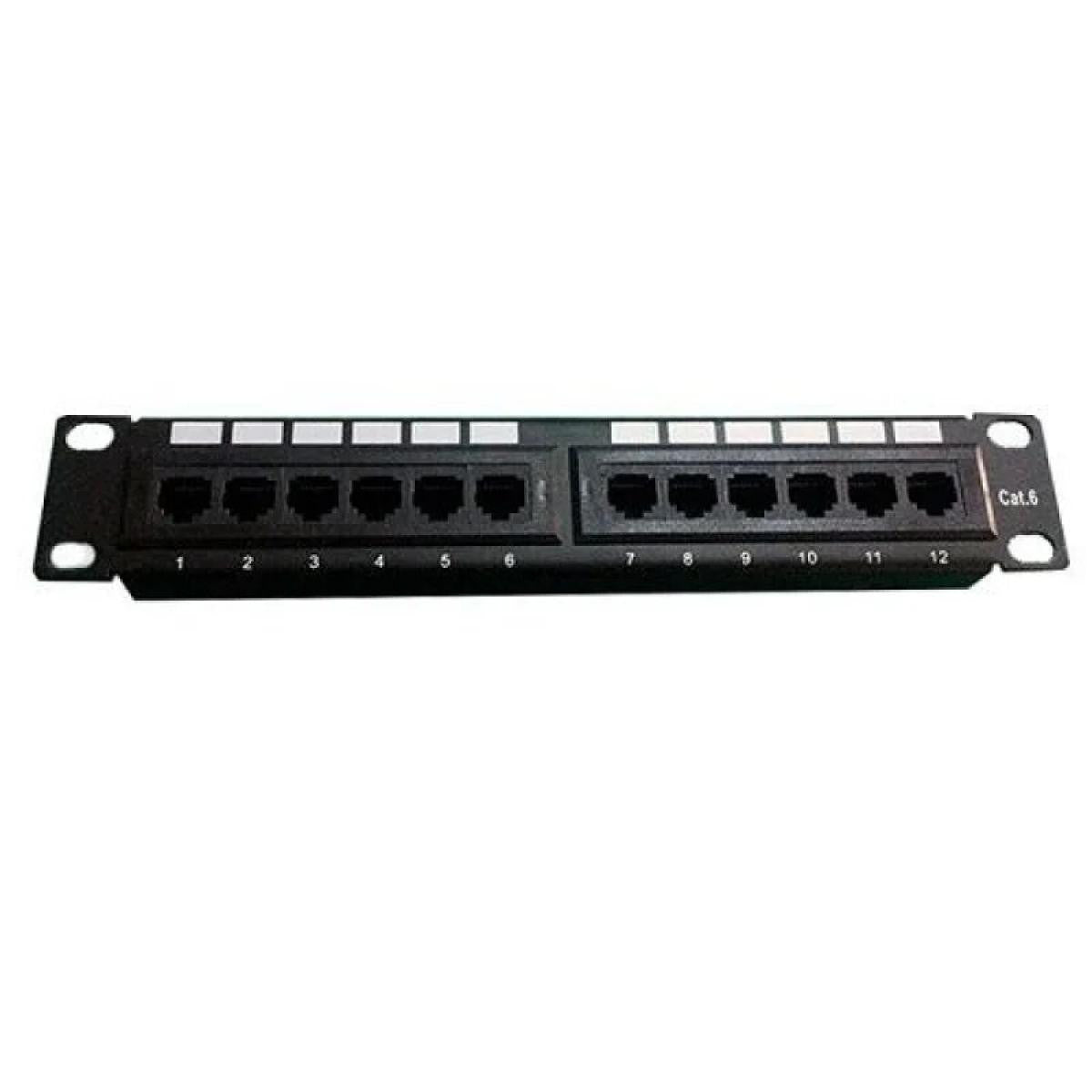 PATCH PANEL para rack de 10  de 12 PUERTOS Cat 6 UTP y compatible con Cat5e FTP