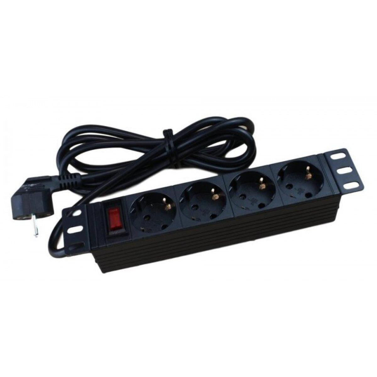 Regleta para Rack 10 y 1U con 4 tomas de enchufe con Interruptor con Led indicador