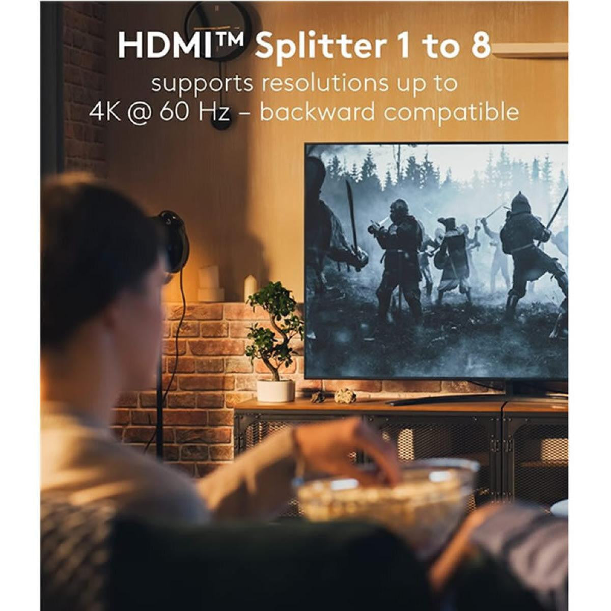 Splitter o Divisor HDMI™ 1 a 8 de resolución 4K 60 Hz, negro