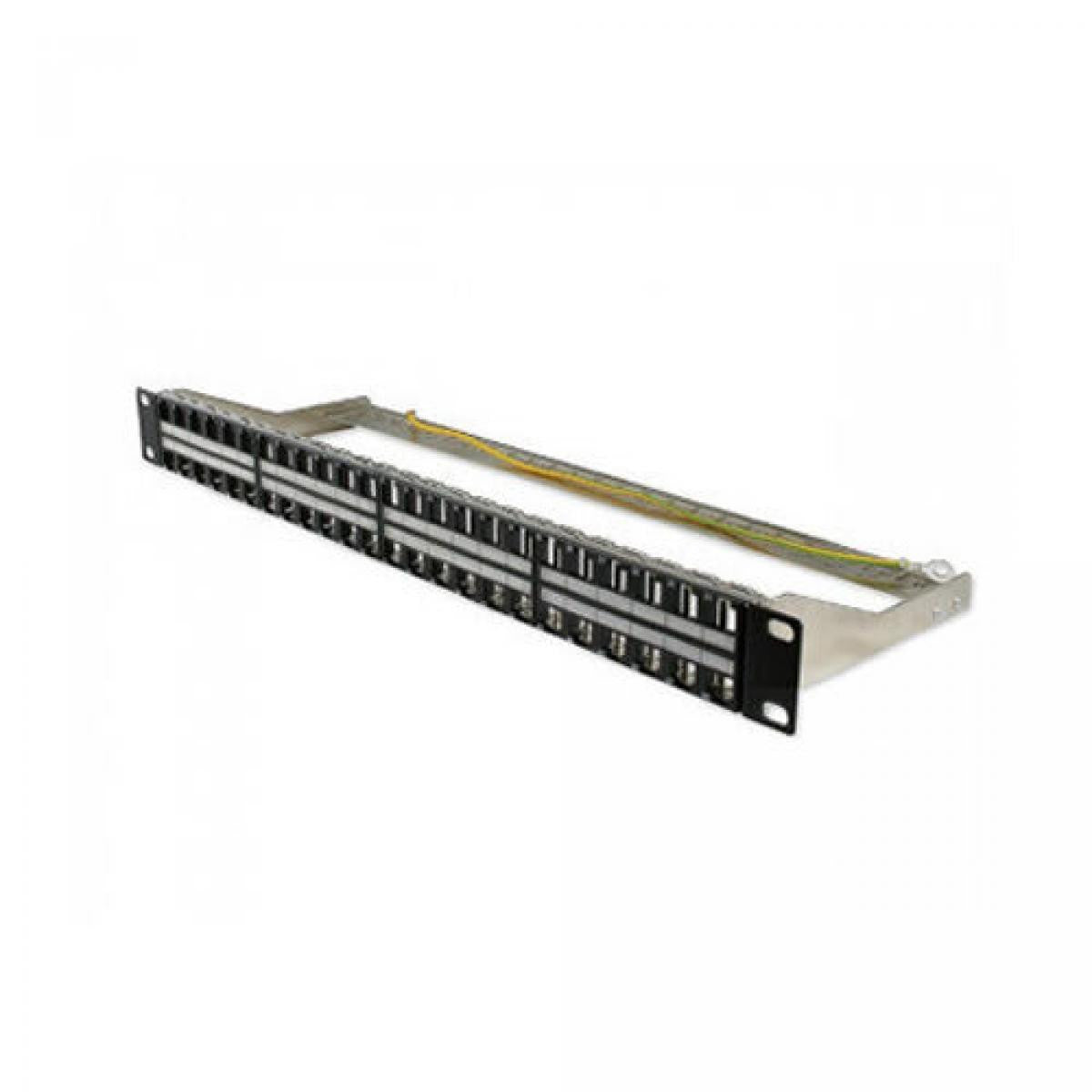 Panel para rack 19 de 1U y 48 puertos STP Keystone con cables de apoyo