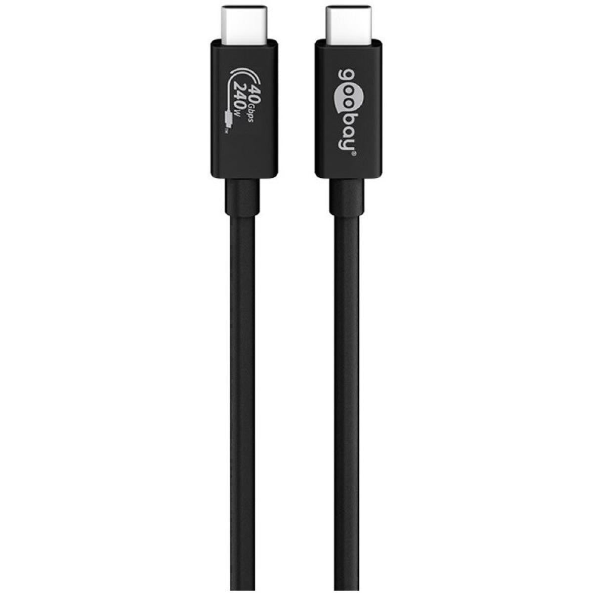 Cable USB-C™ de sincronización y carga, USB 4.0™ Gen 3x2 de 240 W y 0,7 m de longitud - Negro