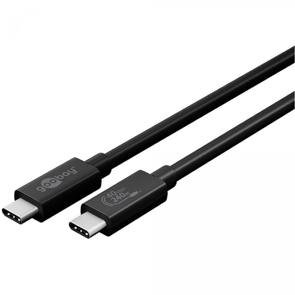 Cable USB-C™ de sincronización y carga, USB 4.0™ Gen 3x2 de 240 W y 0,7 m de longitud - Negro