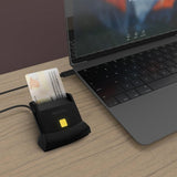 Lector de Tarjeta Inteligente DNI USB-C con lector de tarjetas SIM, SD, Micro SD, MMC, RS-MMC, MMC Micro | Negro