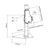 Soporte Antirrobo sobremesa Ajustable (1 Pivote) para Tablet | Inclinación -65º / +80º | Rotación -180º / +180º | Negro