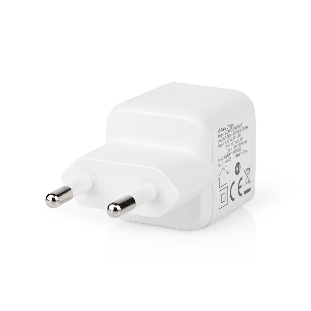 Cargador de pared 20 vatios | Función de carga rápida | 1,67 / 2,22 / 3,0 A | Número de salidas: 1 | 1 x USB-C | Blanco