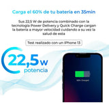 Powerbank KSIX Ultra fina | Polímero de litio | 20.000 mAh | 22,5 W | Power Delivery | Cable USB-C a USB-C incluida - Negro