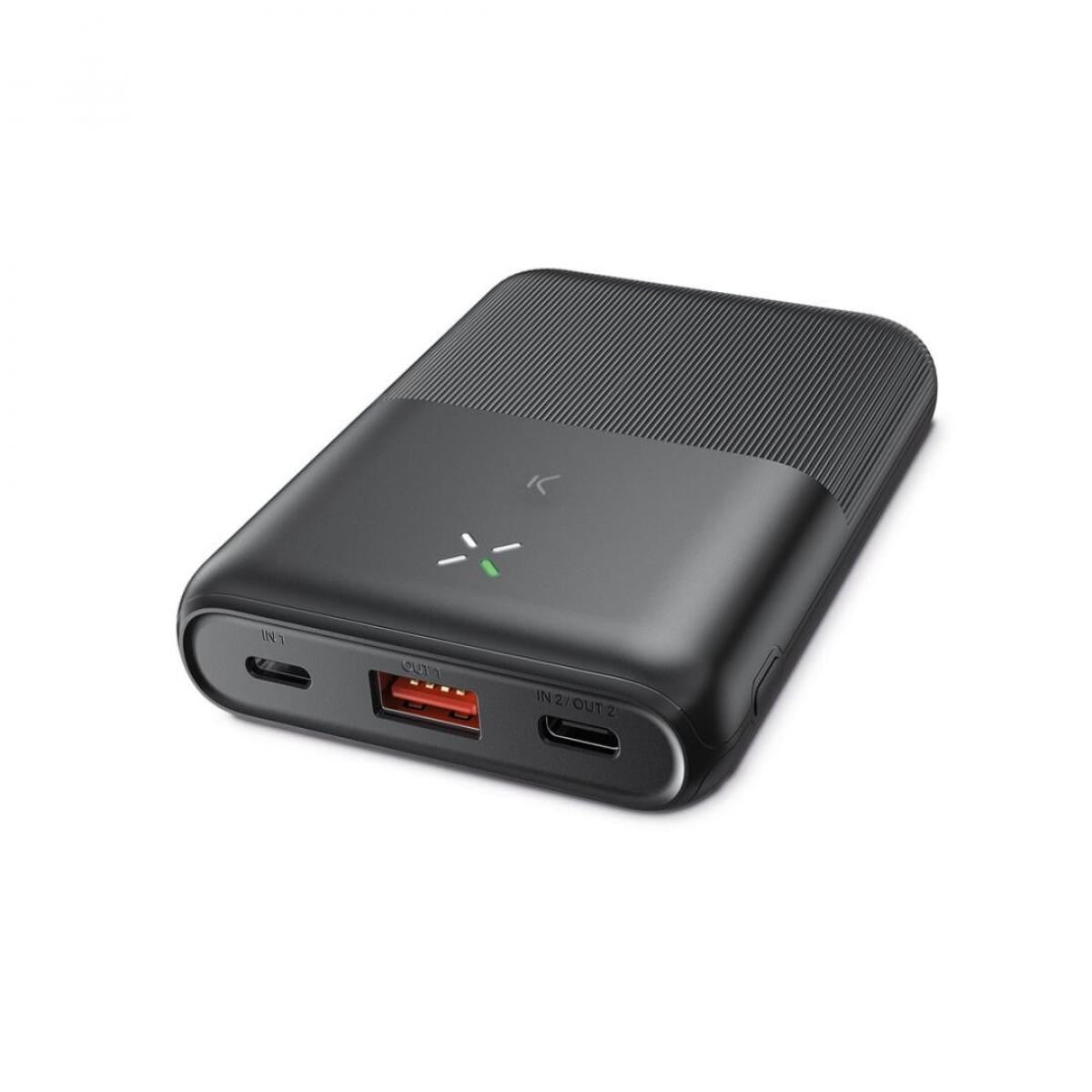 Powerbank KSIX Ultra fina | Polímero de litio | 10.000 mAh | 22,5 W | Power Delivery | Cable USB-C a USB-C incluida - Negro