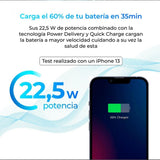 Powerbank KSIX Ultra fina | Polímero de litio | 10.000 mAh | 22,5 W | Power Delivery | Cable USB-C a USB-C incluida - Negro