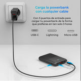 Powerbank KSIX Ultra fina | Polímero de litio | 10.000 mAh | 22,5 W | Power Delivery | Cable USB-C a USB-C incluida - Negro