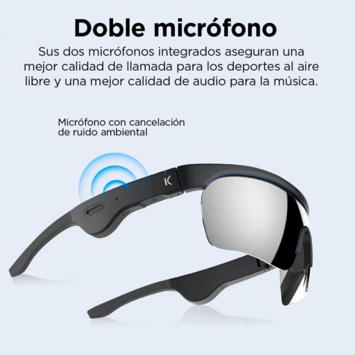 Gafas inteligentes KSIX Phoenix | Música + Dual Mic para llamadas| Táctil | Auton 6,5h | Prot UV400 | 2 lentes | Impermeables IP