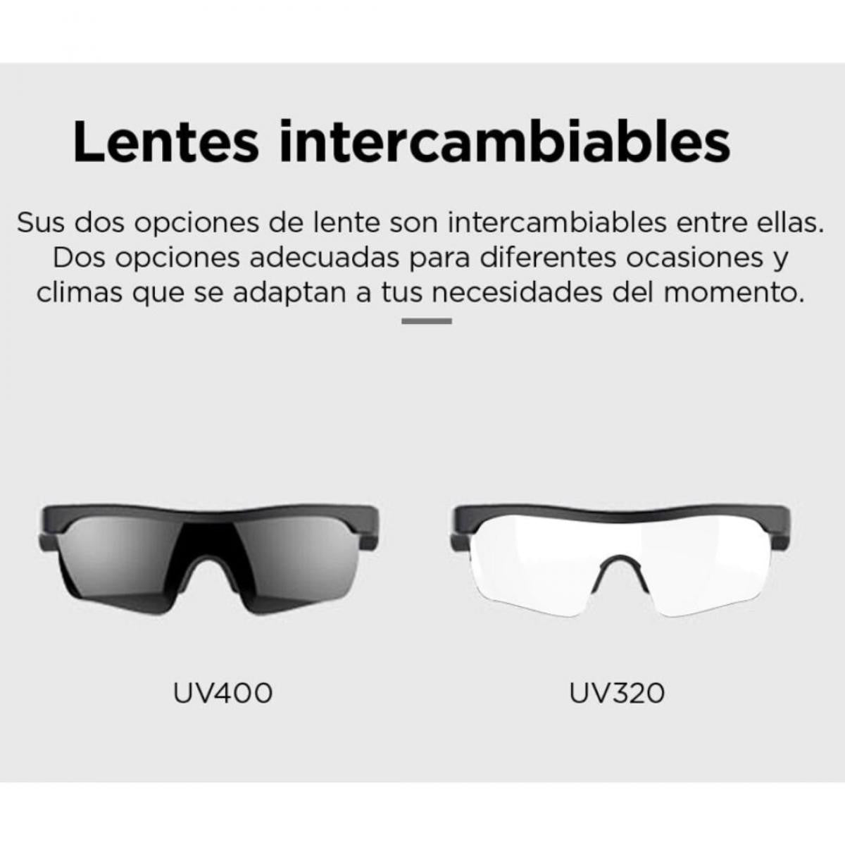 Gafas inteligentes KSIX Phoenix | Música + Dual Mic para llamadas| Táctil | Auton 6,5h | Prot UV400 | 2 lentes | Impermeables IP