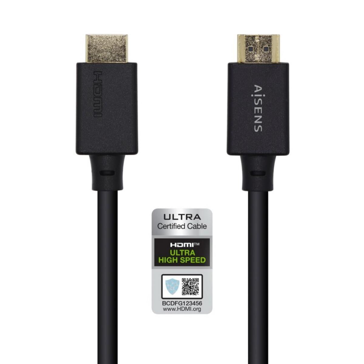 Cable HDMI V2.1 CERTIFICADO Ultra Alta Velocidad 8K@60Hz 48Gbps de 2 m | A/M-A/M | NEGRO