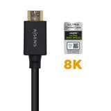 Cable HDMI V2.1 CERTIFICADO Ultra Alta Velocidad 8K@60Hz 48Gbps de 2 m | A/M-A/M | NEGRO