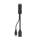 Conversor Activo HDMI 2.0 + USB Alim. a DISPLAYPORT V1.2, HDMI/M-USB/M-DP/H, Negro, 10CM