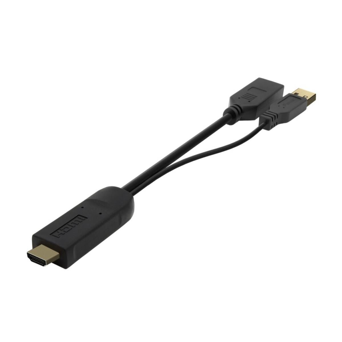 Conversor Activo HDMI 2.0 + USB Alim. a DISPLAYPORT V1.2, HDMI/M-USB/M-DP/H, Negro, 10CM