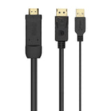 Cable Conversor Activo HDMI 2.0 + USB Alim. a DISPLAYPORT V1.2, HDMI/M-USB/M-DP/M | 1.8M | Negro