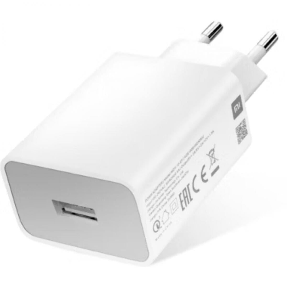 Cargador Xiaomi 18W USB de carga rápida 3.0 | 3A | Solo adaptador | Blanco