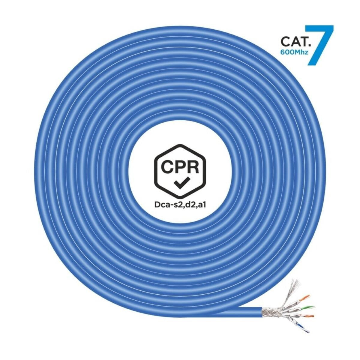 Bobina Cable de Red RJ45 LSZH CPR Dca CAT.7 S/FTP | 600 MHZ | AWG23 | 305 Metros | Azul