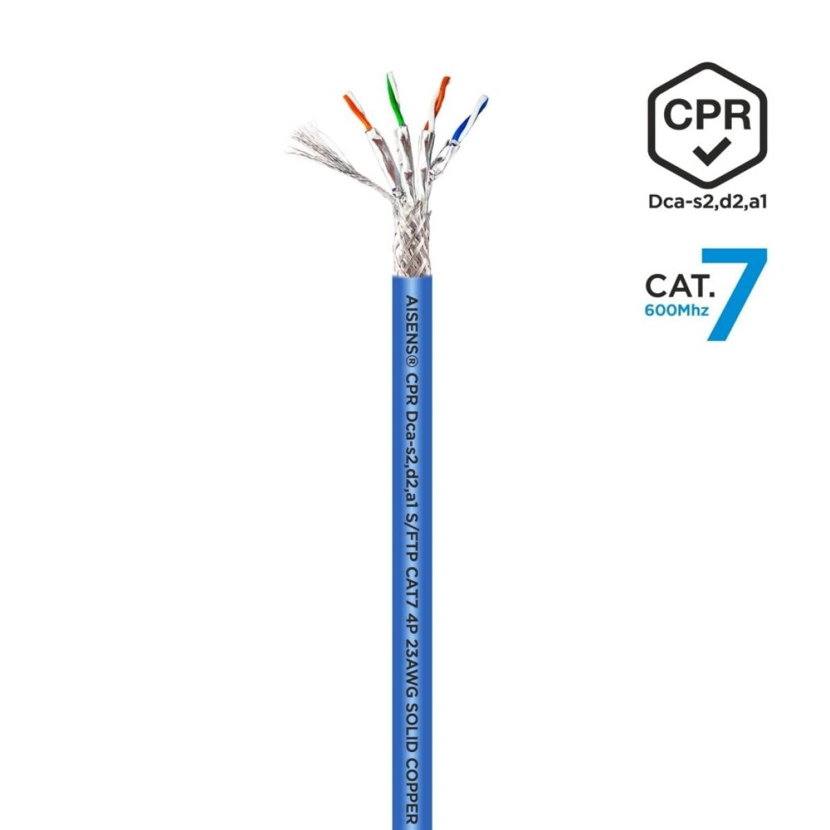 Bobina Cable de Red RJ45 LSZH CPR Dca CAT.7 S/FTP | 600 MHZ | AWG23 | 305 Metros | Azul