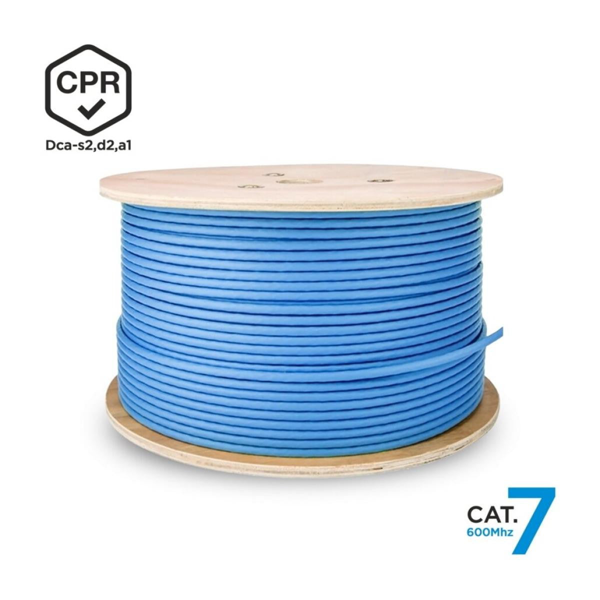 Bobina Cable de Red RJ45 LSZH CPR Dca CAT.7 S/FTP | 600 MHZ | AWG23 | 305 Metros | Azul