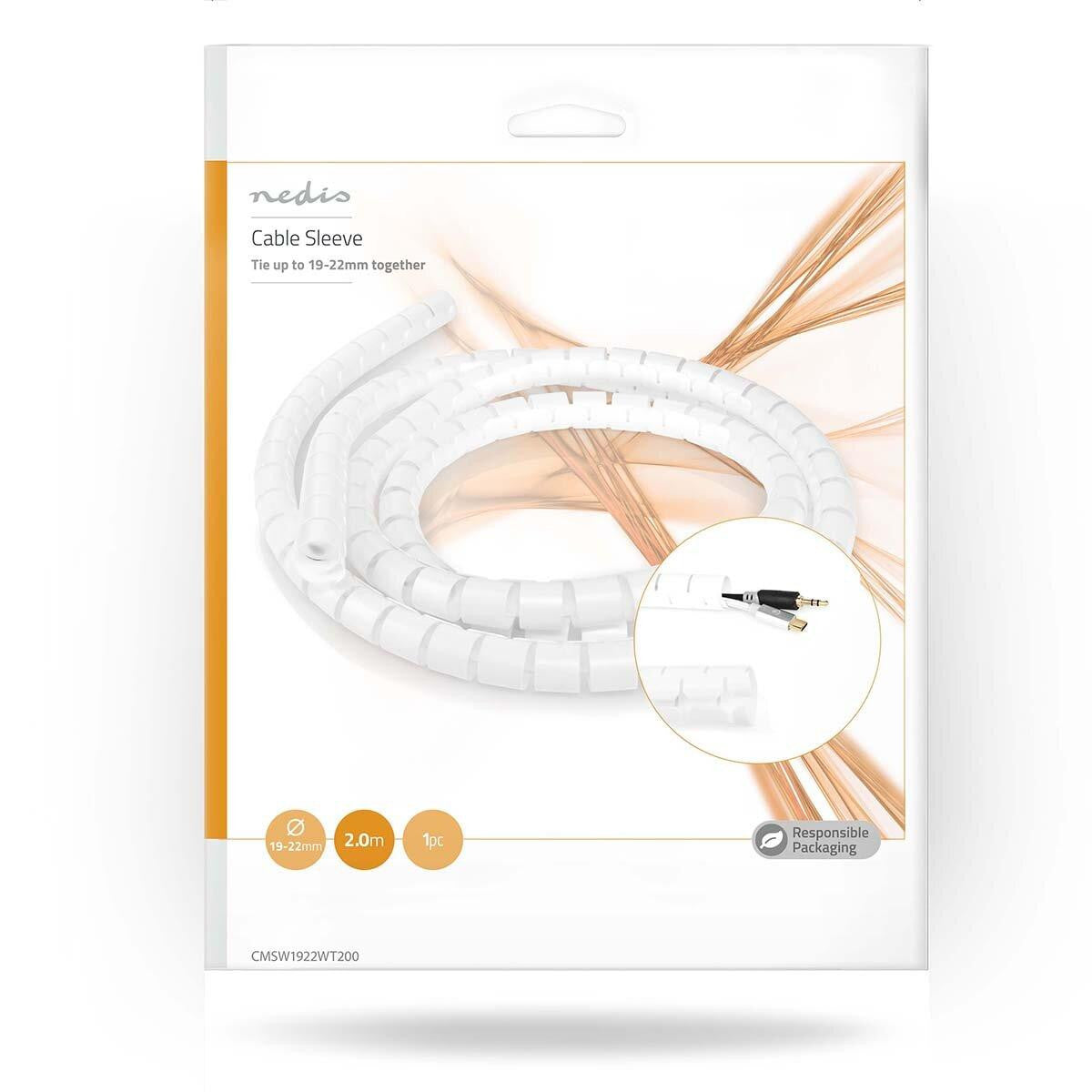 Gestión de cables | Manga en espiral de 2.00 m y Grosor máximo del cable 22 mm | Blanco