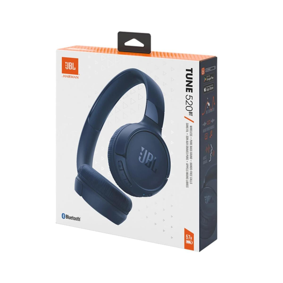 Auriculares inalámbricos - JBL Tune 520BT | Bluetooth 5.3 | Autonomía 57 horas | Plegables | Azules