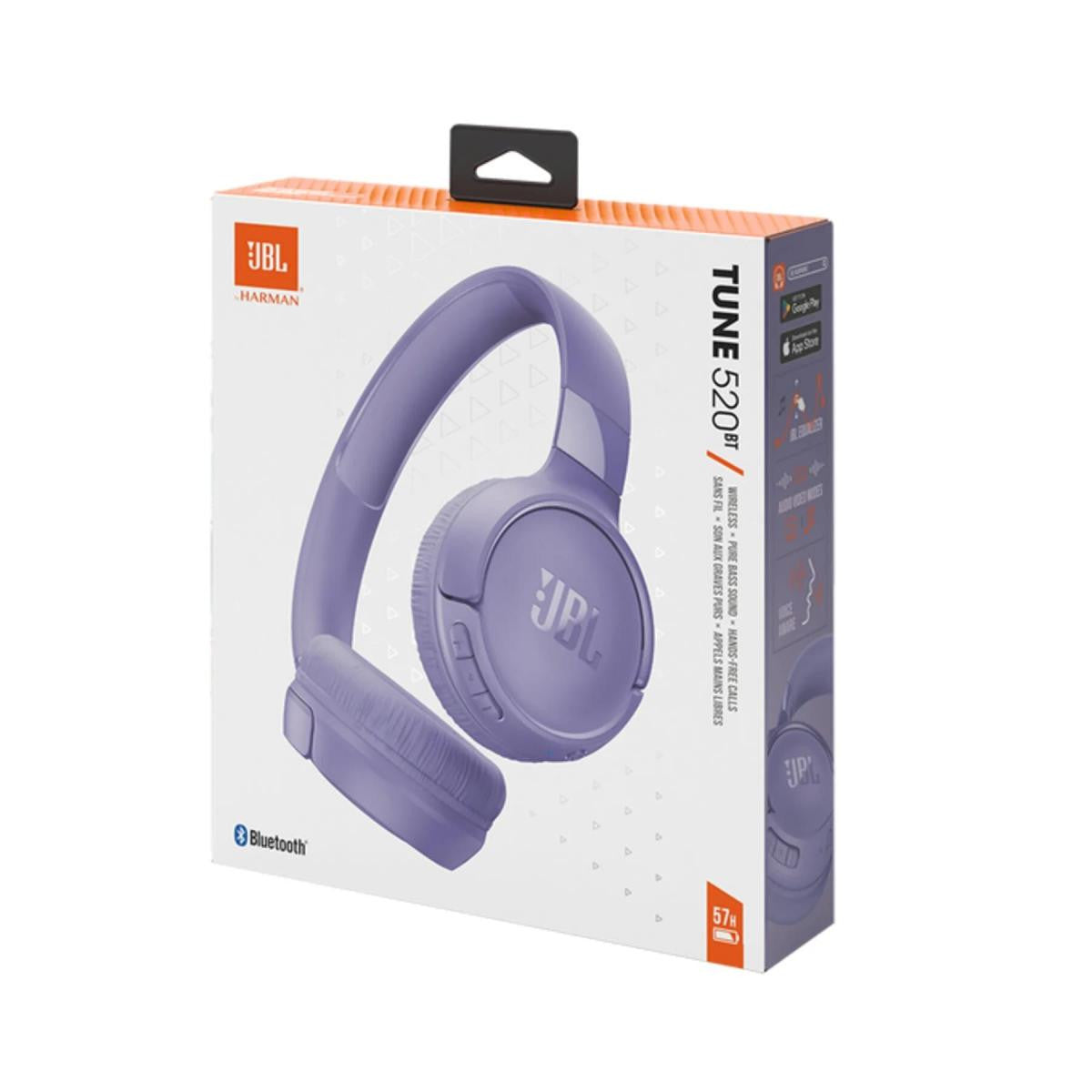 Auriculares inalámbricos - JBL Tune 520BT - Lilas - Bluetooth 5.3 - Autonomía 57 horas - Plegables -