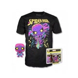 POP & TEE MARVEL SPIDERMAN BLACK LIGHT FUNKO + CAMISETA TALLA L para 10 - 11 años