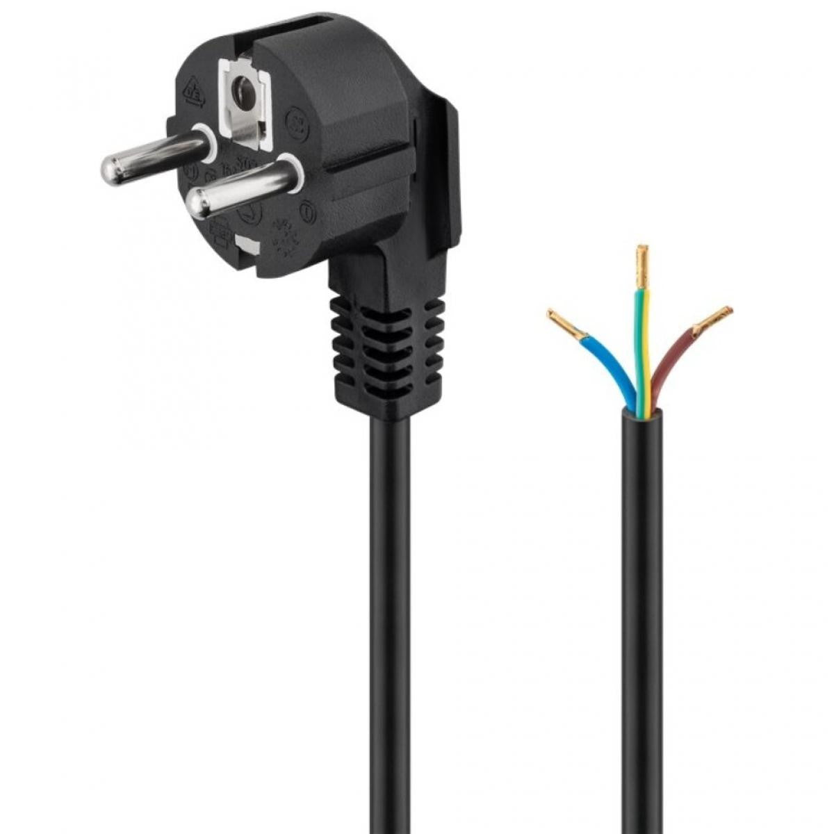 Cable de Contacto de Protección Acodado para Montaje, 5 m, Negro