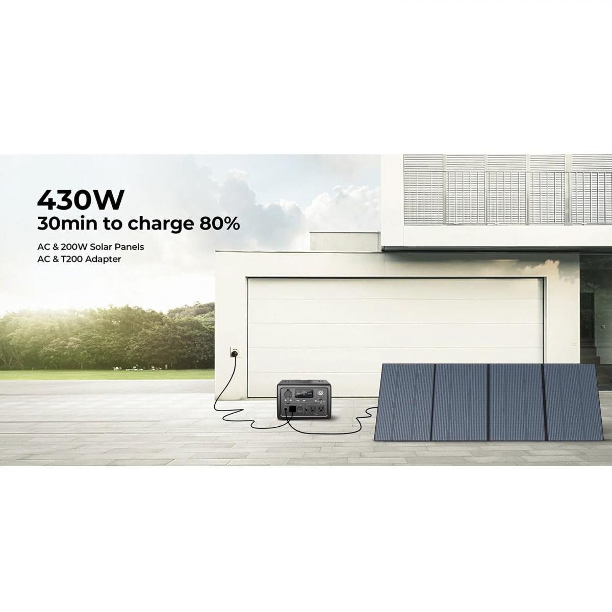 Batería portátil de gran capacidad 268.8Wh | Onda Sinusoidal de 600W  | 8 salidas | Max entrada solar 200W | 2500 ciclos de vida