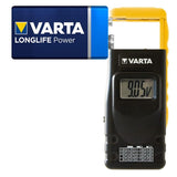 VARTA Multímetro Comprobador de Pilas LCD digital de pilas desechables, recargables electrónicas y de botón | AA, AAA, C, D,9V