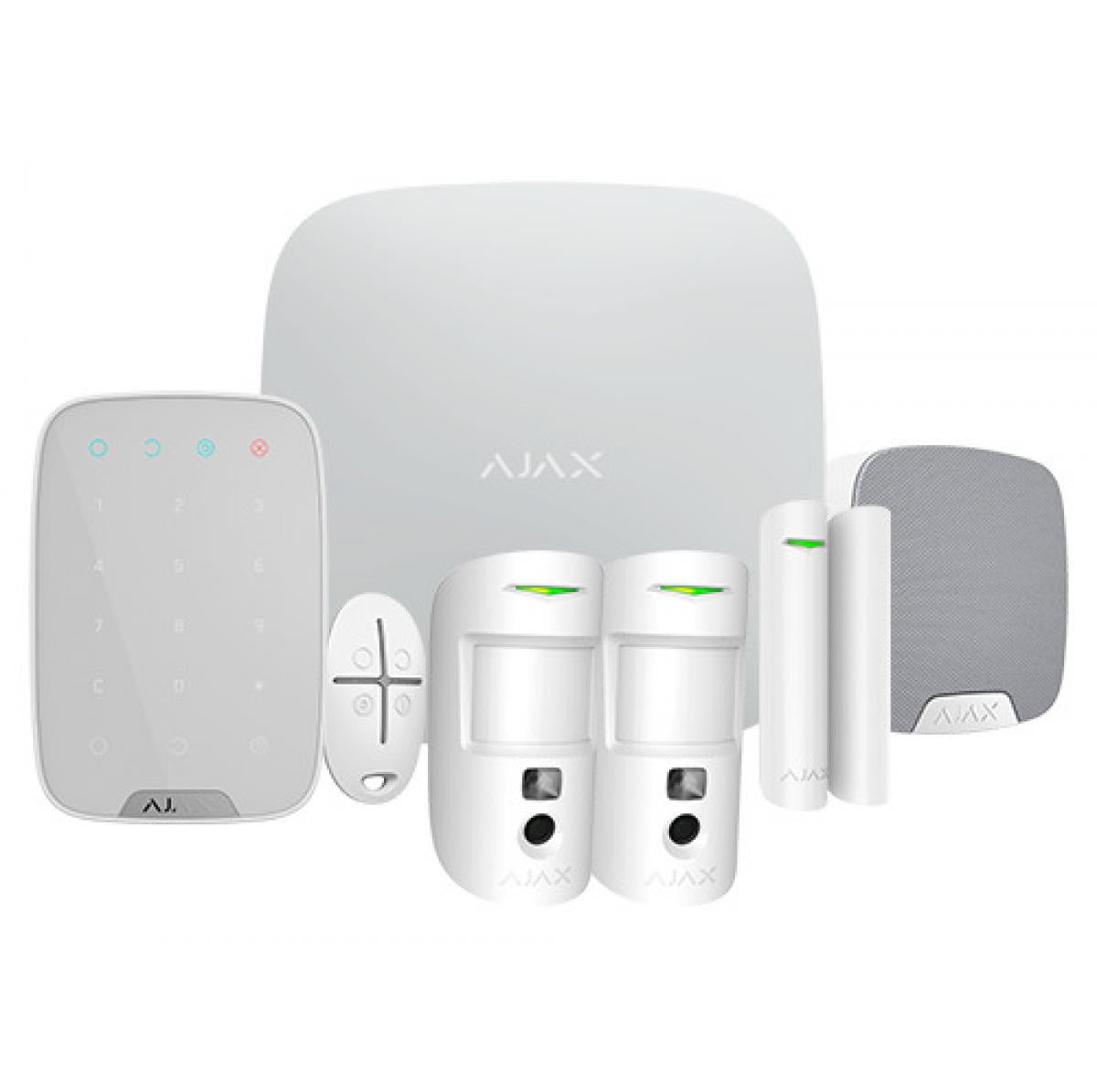 Kit AJAX - Sistema de alarma anti-intrusión - Grado 2 - Comunicación Ethernet / dual SIM - Inalámbrico 868 MHz Jeweller y Wings