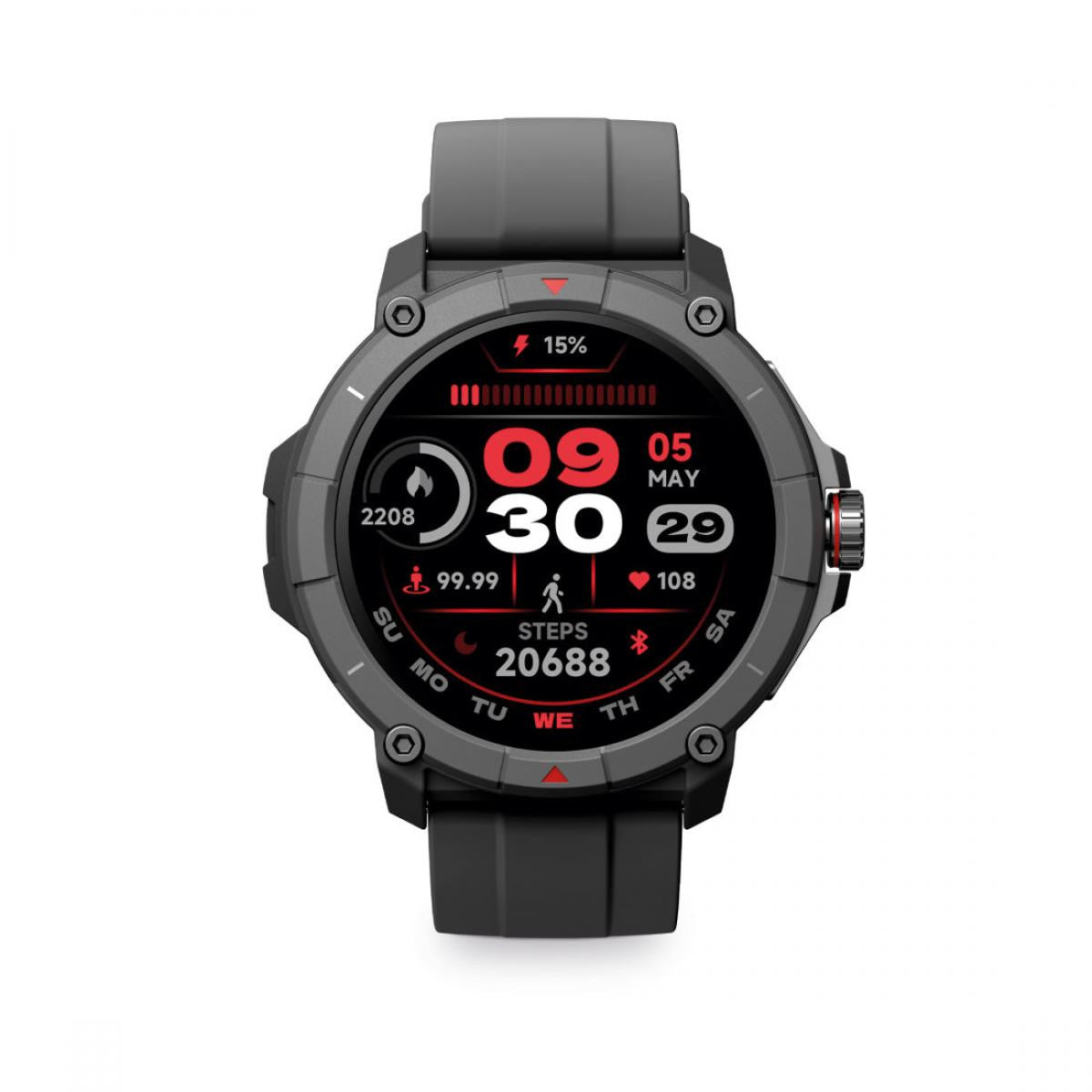 Smartwatch KSIX - GPS - Modo deporte y salud - Asistente de voz - Pantalla 1,38 - Aut. 7 días - Sumergible, Negro