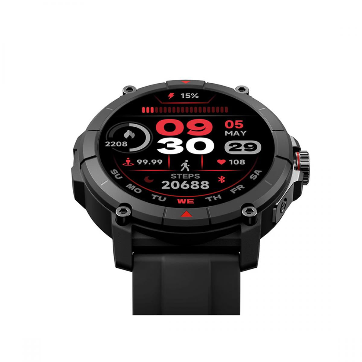 Smartwatch KSIX - GPS - Modo deporte y salud - Asistente de voz - Pantalla 1,38 - Aut. 7 días - Sumergible, Negro