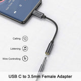 ADAPTADOR QGEEM de USB-C macho a JACK 3,5 Hembra de 12cm de longitud