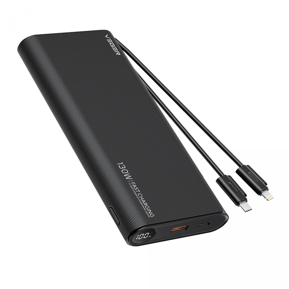 Powerbank VEGER - 25000mAh - móviles y portátiles - conectores Lightning/USB-A,C - Carga rápida de 130W para portátil