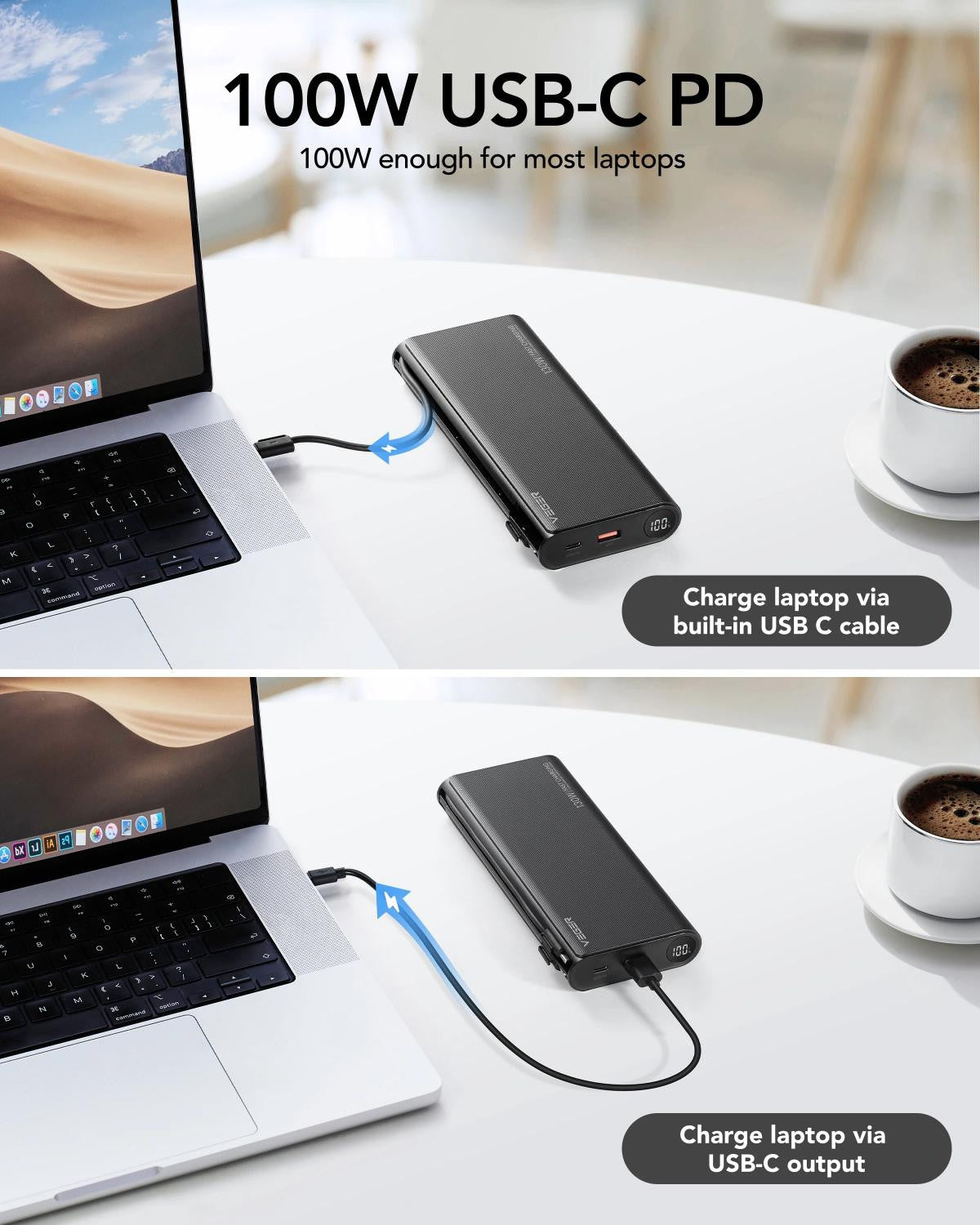 Powerbank VEGER - 25000mAh - móviles y portátiles - conectores Lightning/USB-A,C - Carga rápida de 130W para portátil