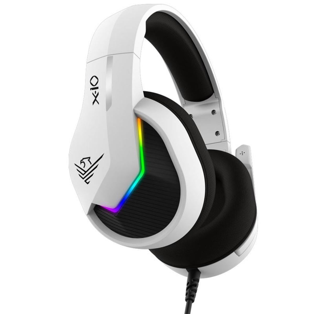 AURICULARES GAMING PHOENIX - PS5 CON MICROFONO RETRACTIL, REDUCCION DE RUIDO, ALMOHADILLAS DE ESPUMA - ILUMINACION RGB - BLANCOS