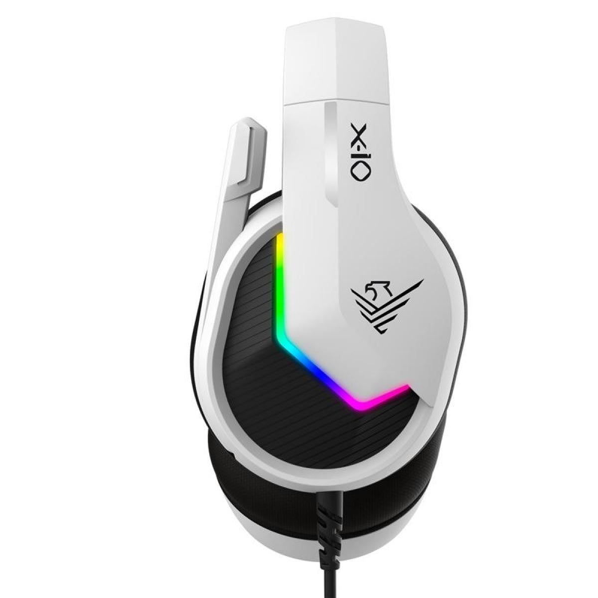 AURICULARES GAMING PHOENIX - PS5 CON MICROFONO RETRACTIL, REDUCCION DE RUIDO, ALMOHADILLAS DE ESPUMA - ILUMINACION RGB - BLANCOS