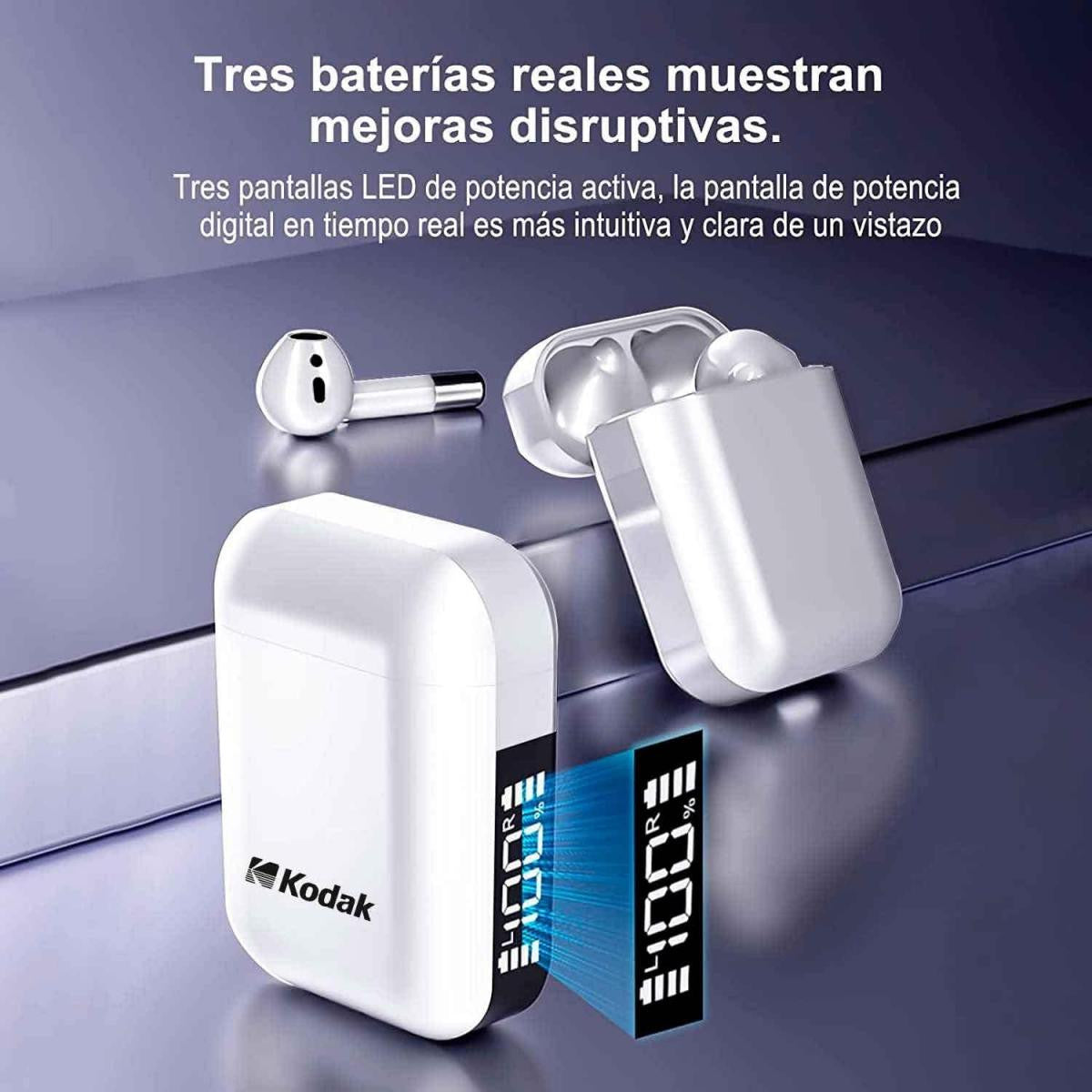 Auricular Bluetooth Kodak  Stereo y Manos Libres hasta 3.5 Horas de Autonomía - Blanco