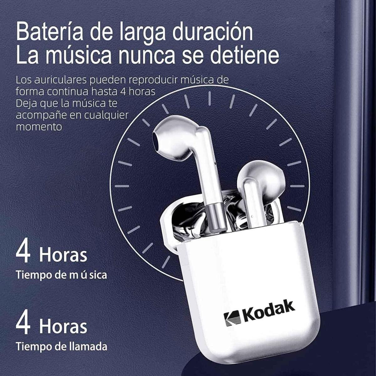 Auricular Bluetooth Kodak  Stereo y Manos Libres hasta 3.5 Horas de Autonomía - Blanco